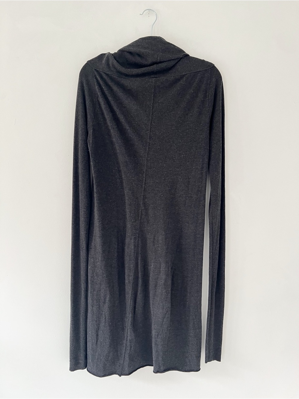 Rick Owens Lilies dark gray knit midi dress long sleeve fold collar cowl neck 10 - Picture 12 of 16